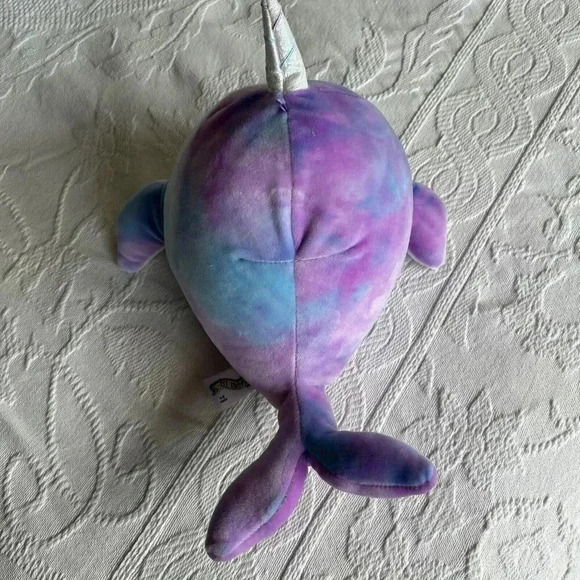 Squishmallows Hallie The Narwhal Galaxy Tie Dye 8” Kellytoy Purple Blue - Picture 3 of 9